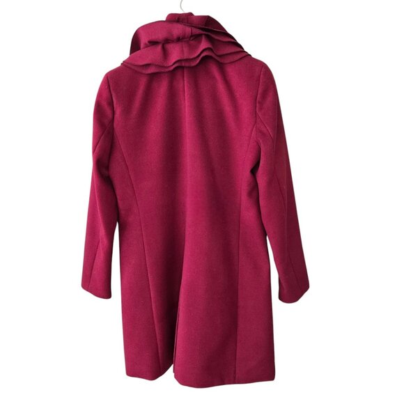 Tahari Burgundy Wool Coat 3/4 Length SZ M - Picture 3 of 5